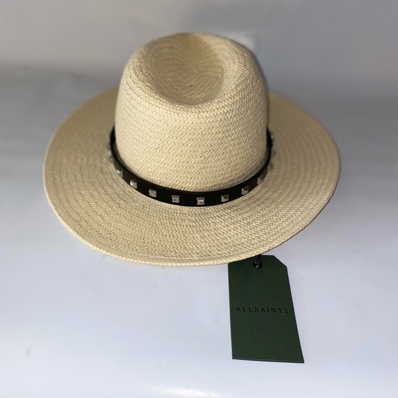 ALLSAINTS Paige Studded Light Woven Straw Fedora - Picture 6 of 16